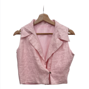 Top rosado de cuello lino