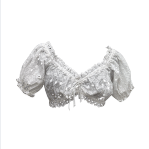 Top blanco manga ojalillo