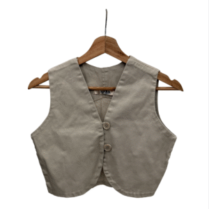 Top en v botón marrón