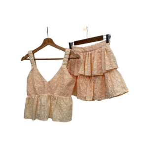 Set falda y top tiras naranja ojalillo