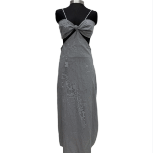 Vestido tiritas gris largo